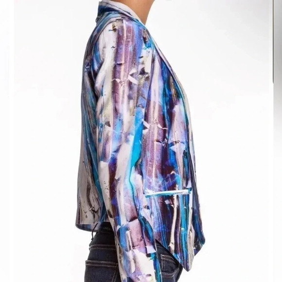 Rebecca Minkoff Becky Blazer Silk w/ Shawl Collar and Light Shoulder Pads Sz sm - Picture 5 of 15